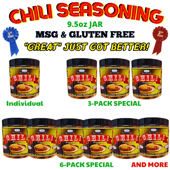 AWARD WINNING CHILI Seasoning  9.5oz JARS